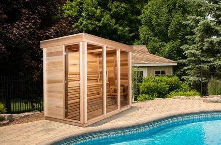 Sauna Cube am Pool modern